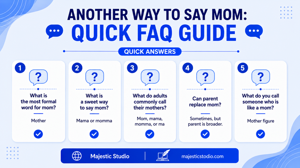Quick reference guide answering common questions about other ways to say mom
