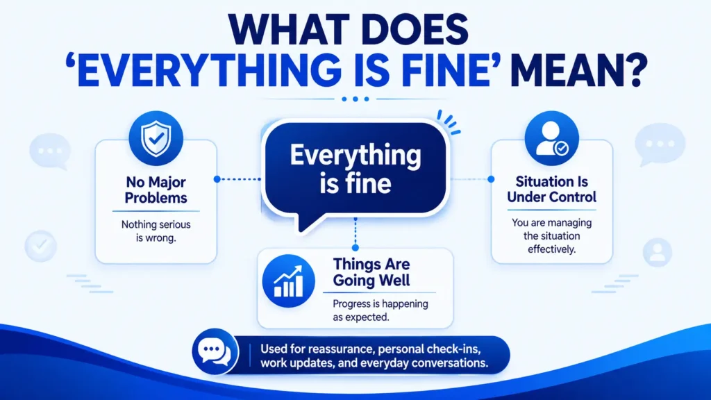 Infographic explaining the meaning and everyday use of another way to say everything is fine