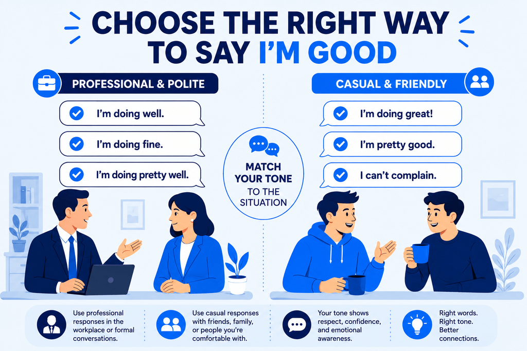 Professional and casual alternatives to saying I'm good
