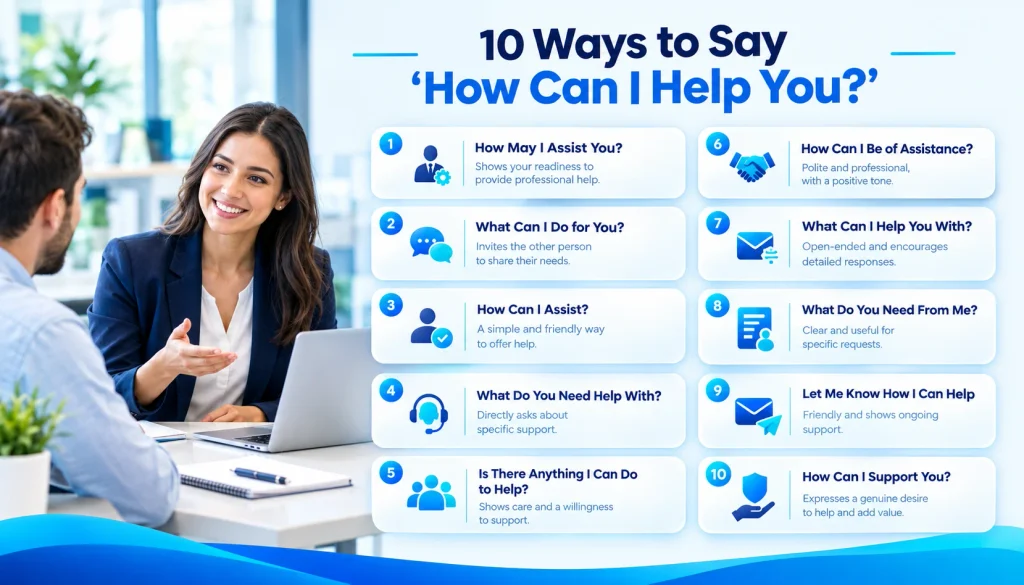 10 alternatives to say how can I help you in different situations