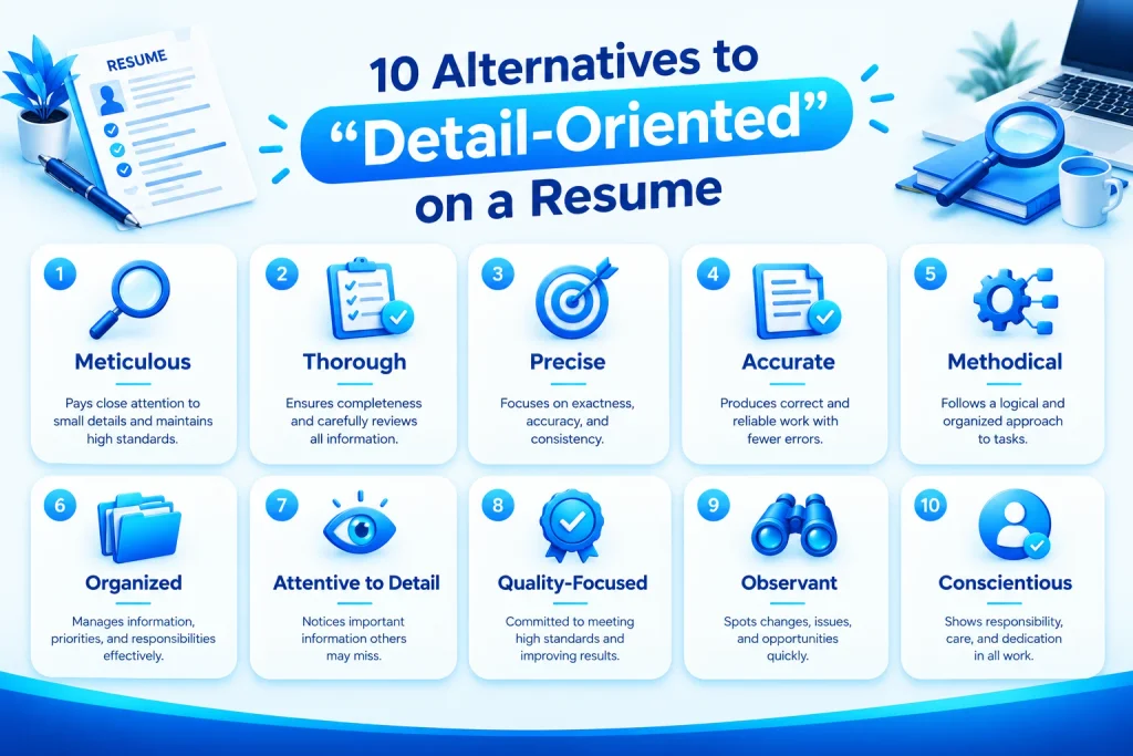 10 professional alternatives to detail-oriented on a resume