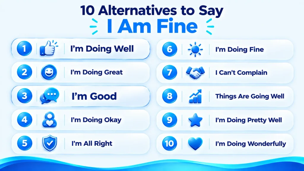 10 alternatives to I am fine including I’m doing well and I’m good