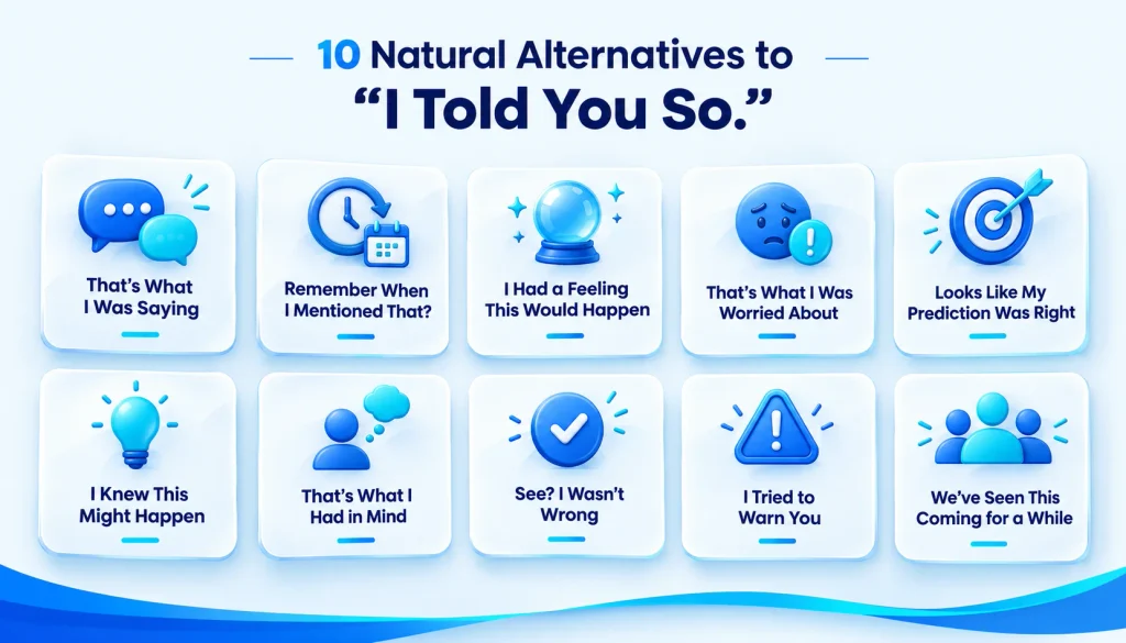 10 alternatives to “I told you so” for casual, friendly, polite, and professional conversations
