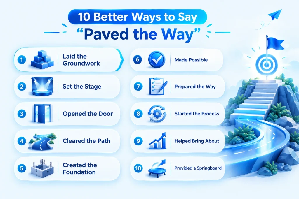 10 alternatives to paved the way including laid the groundwork, set the stage, and opened the door