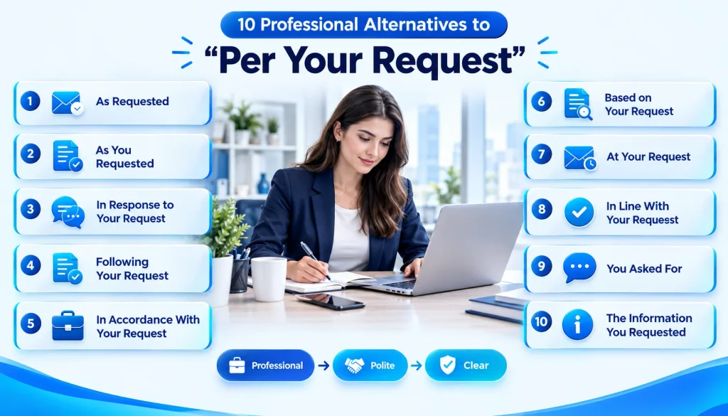 10 professional alternatives to per your request for emails and workplace communication