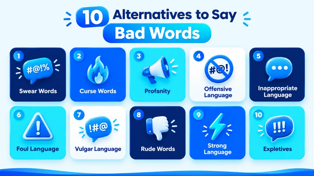Ten English alternatives for saying bad words including profanity and foul language