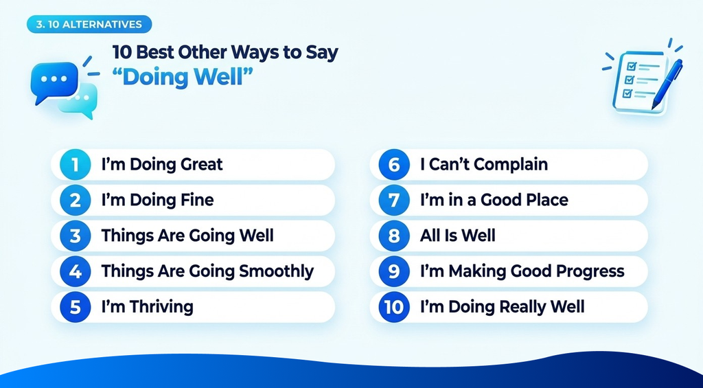 10 natural alternatives to say doing well in everyday and professional conversations