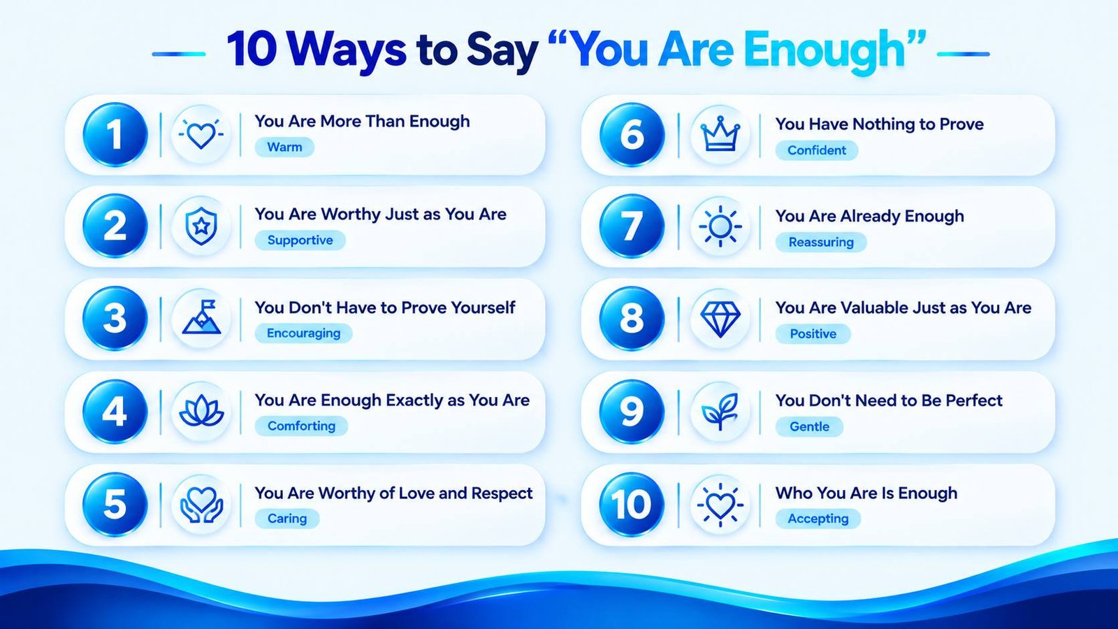 10 alternatives to say you are enough for love, encouragement, self-worth, and support