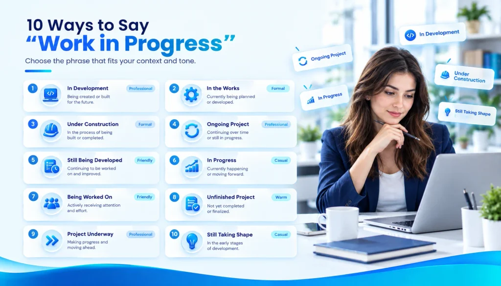 10 alternatives to work in progress including in development and in the works