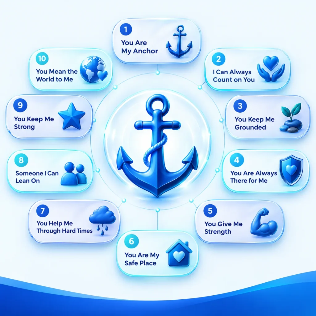 10 alternative phrases for you are my rock including anchor, count on you, and grounded