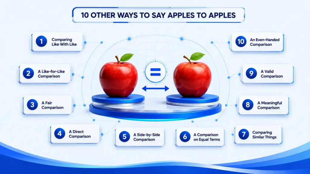 10 alternatives to apples-to-apples including fair comparison, direct comparison, and comparing like with like