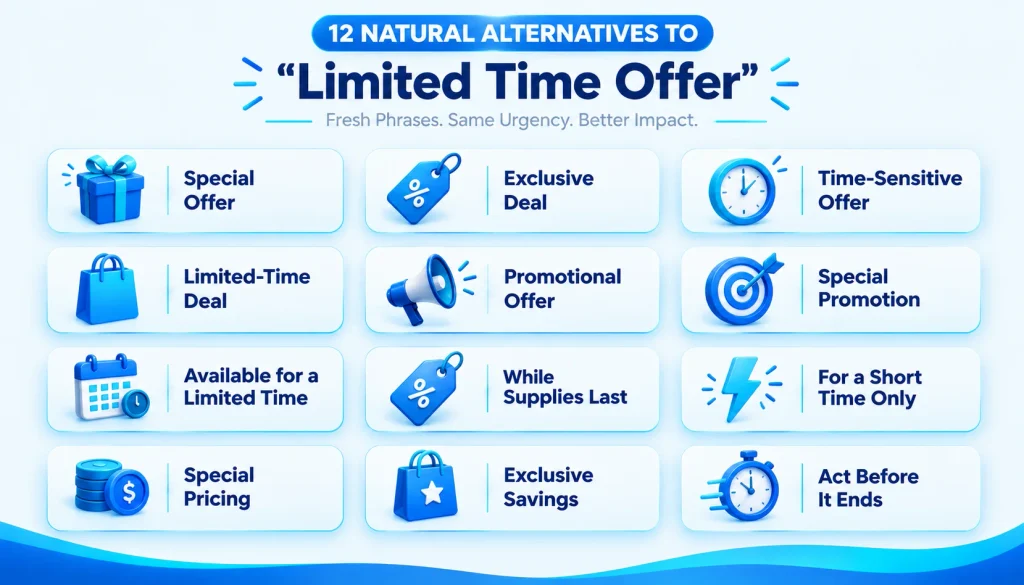 12 alternatives to limited time offer including special offer and exclusive deal