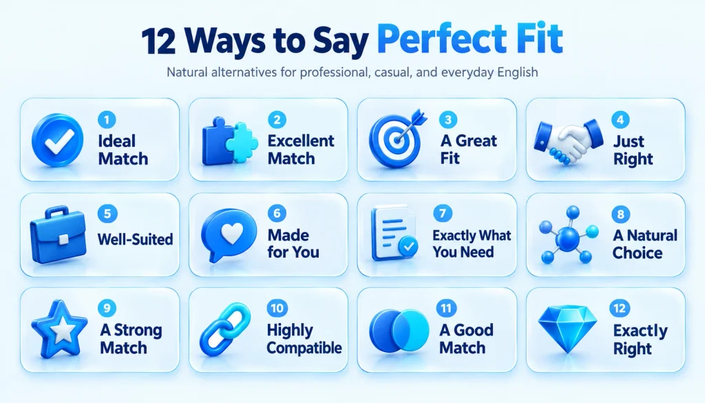 12 best ways to say perfect fit, including ideal match, great fit, well-suited, and strong match