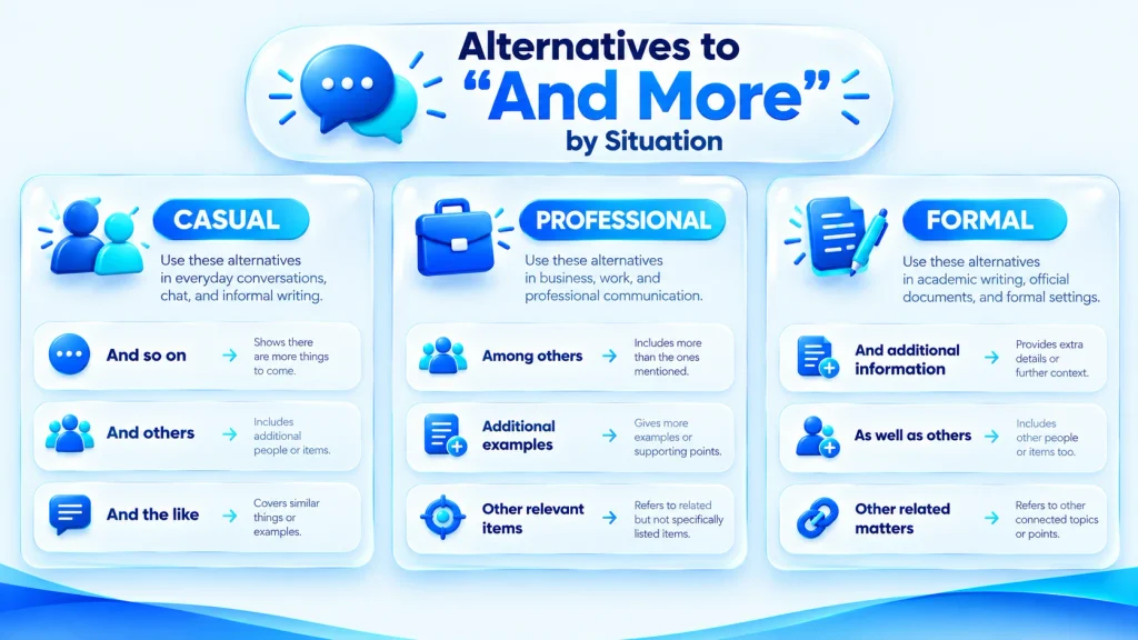 And more alternatives for casual professional and formal situations