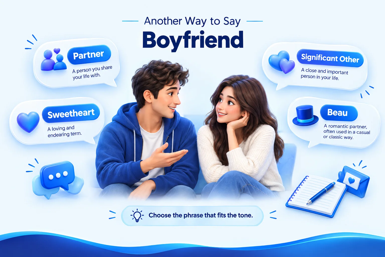 Another way to say boyfriend meaning and usage infographic