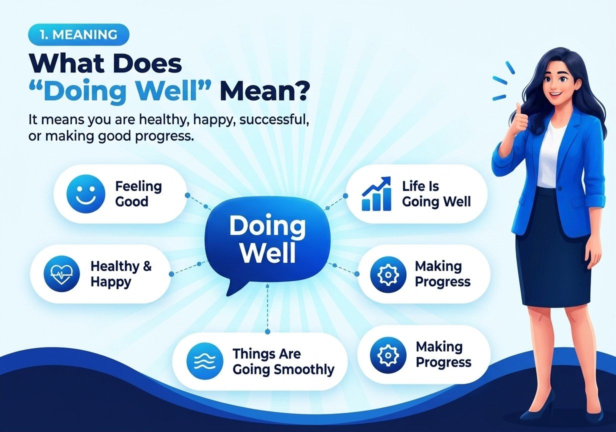 Meaning of doing well and different ways to express feeling good or making progress