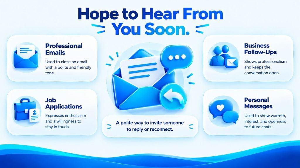 Another way to say hope to hear from you soon meaning and common email usage
