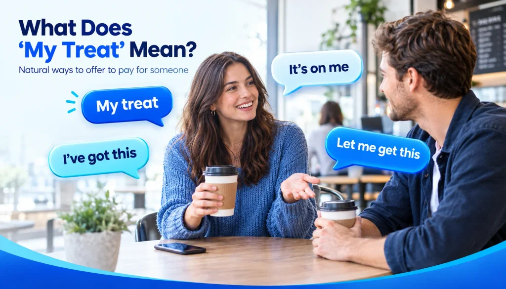 Another way to say my treat meaning with natural American English examples