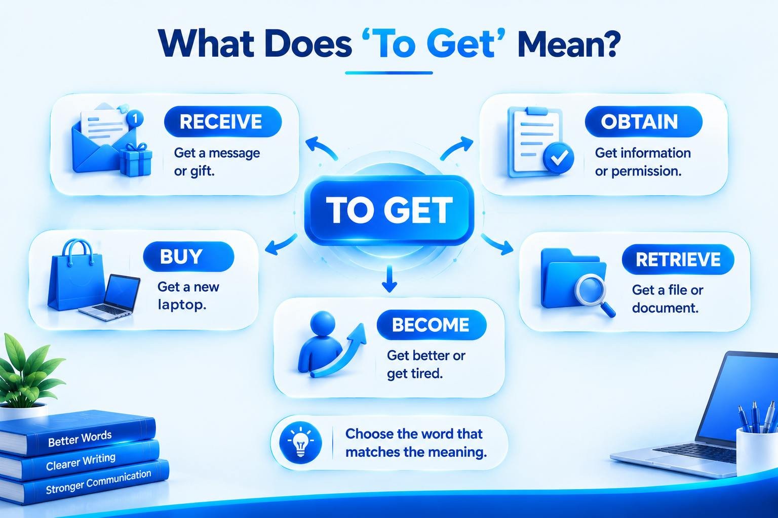 “Meaning of to get and different alternatives based on context”