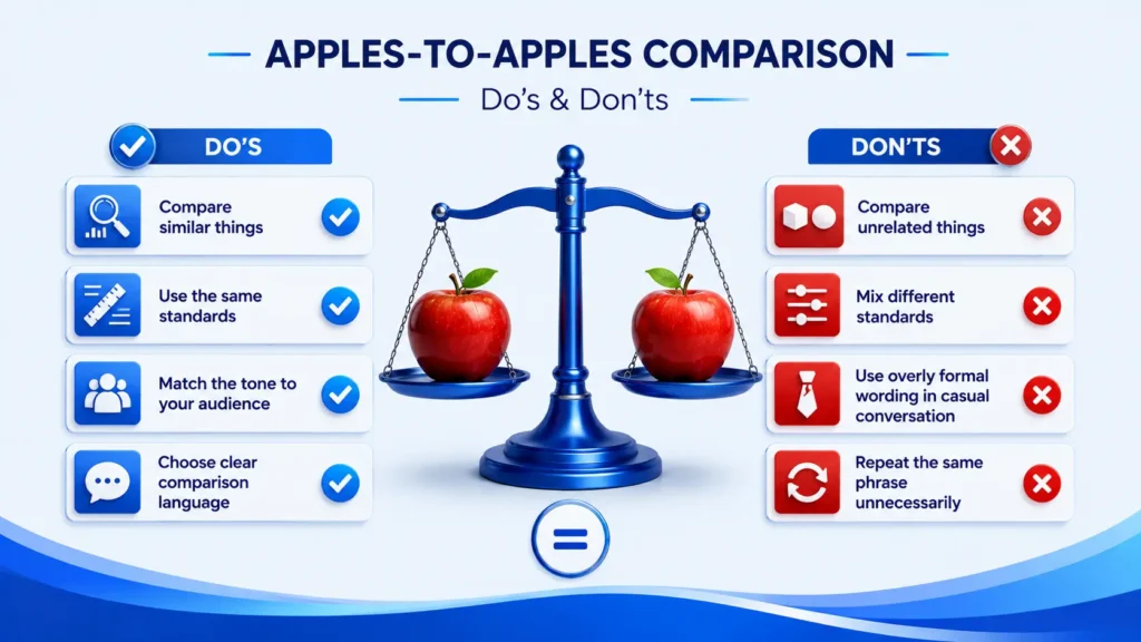 Dos and don’ts for using apples-to-apples comparison phrases correctly in English