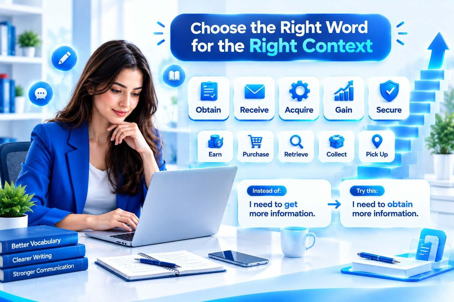 “Using better alternatives to to get for clearer and more professional English writing”