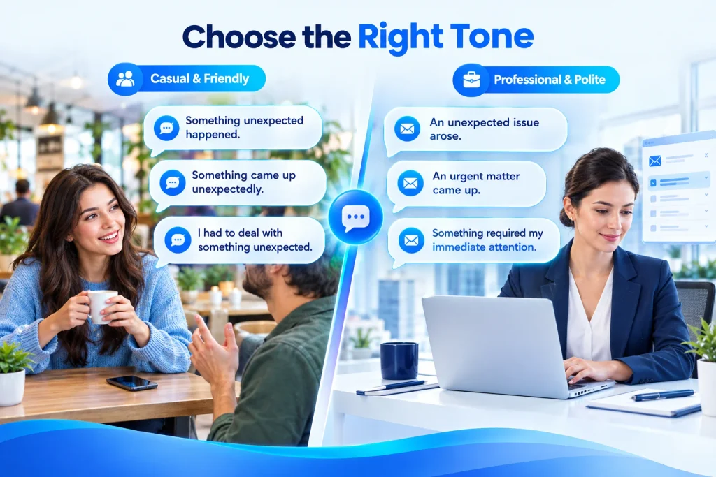 Casual and professional alternatives to say something came up in different situations
