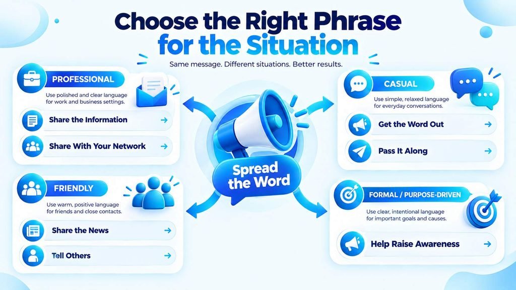 Choose the right alternative to spread the word based on tone and situation