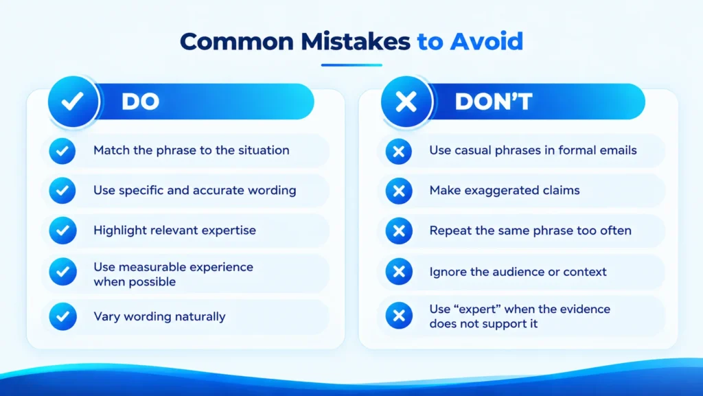 Do’s and don’ts for choosing professional alternatives to “a lot of experience”
