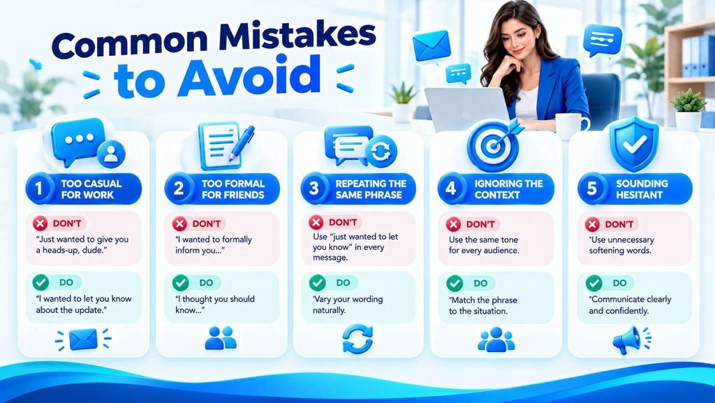 Common mistakes when using alternatives to just wanted to let you know