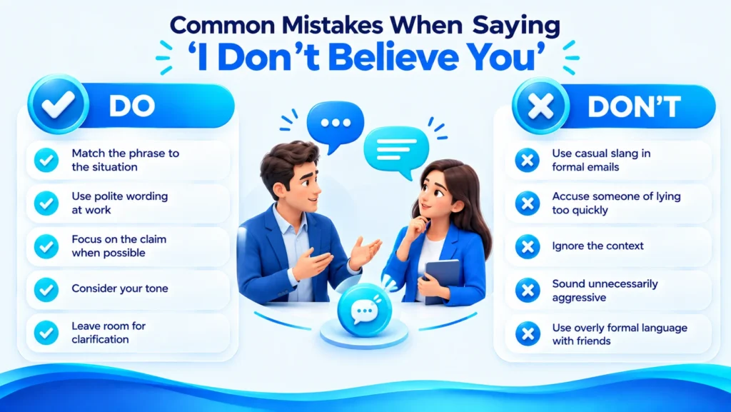 Common mistakes when saying I don't believe you