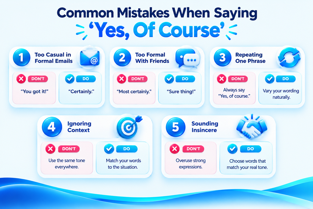 Common mistakes when saying yes of course in professional and casual communication