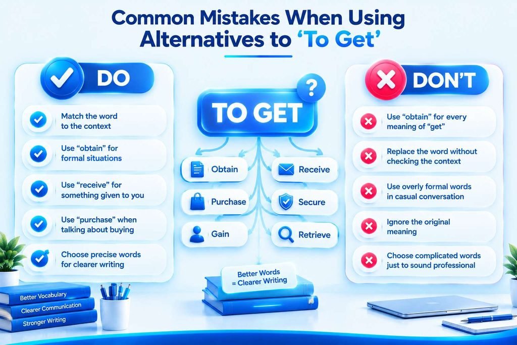 “Dos and don’ts for using alternatives to to get in English writing”