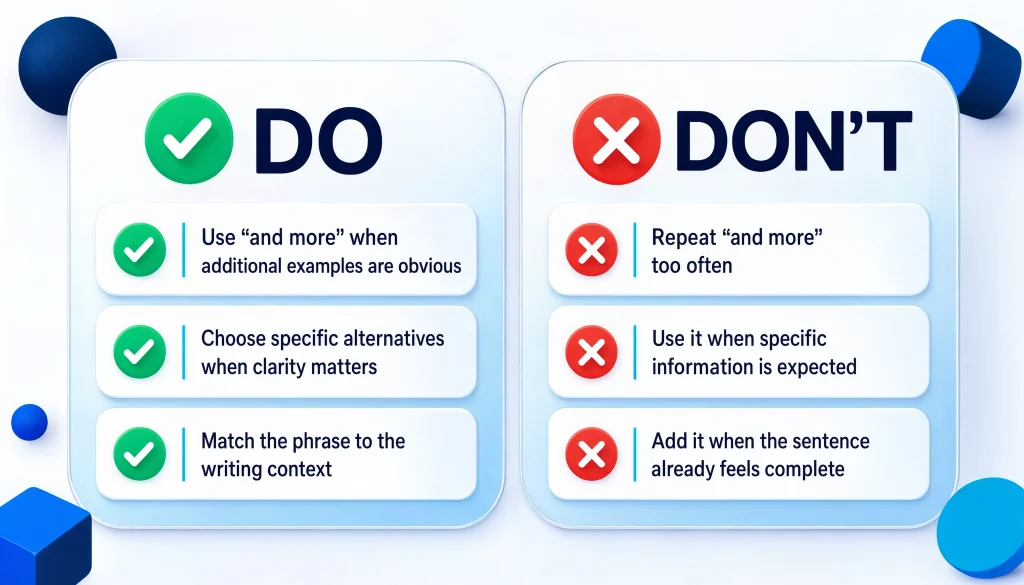 Common mistakes and best practices when using and more in writing