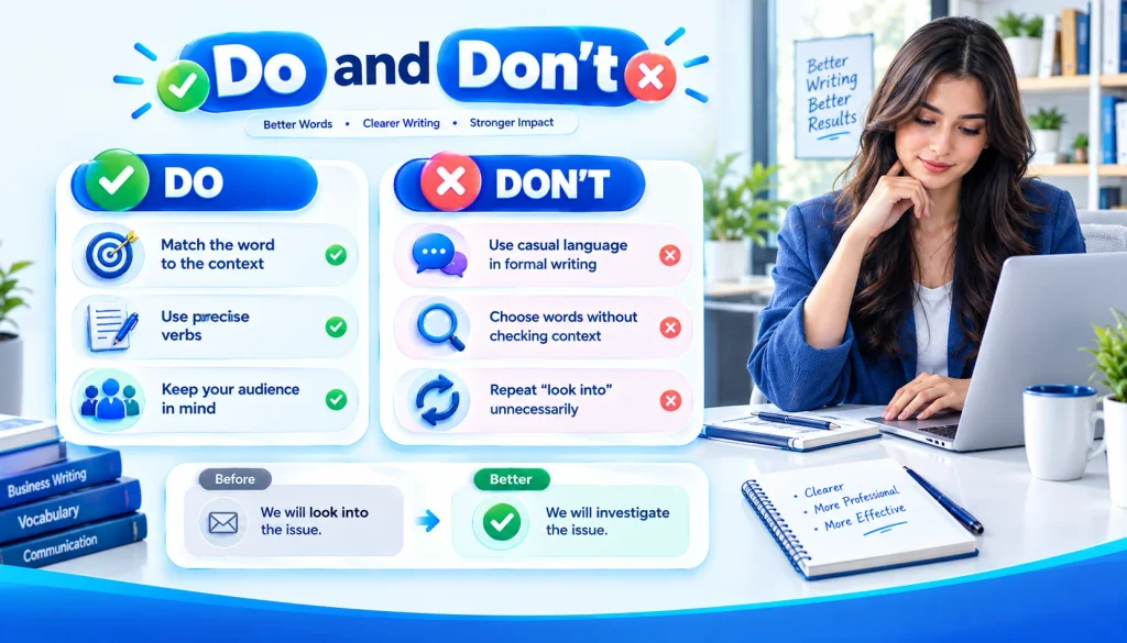 Common mistakes when using alternatives to look into in professional writing