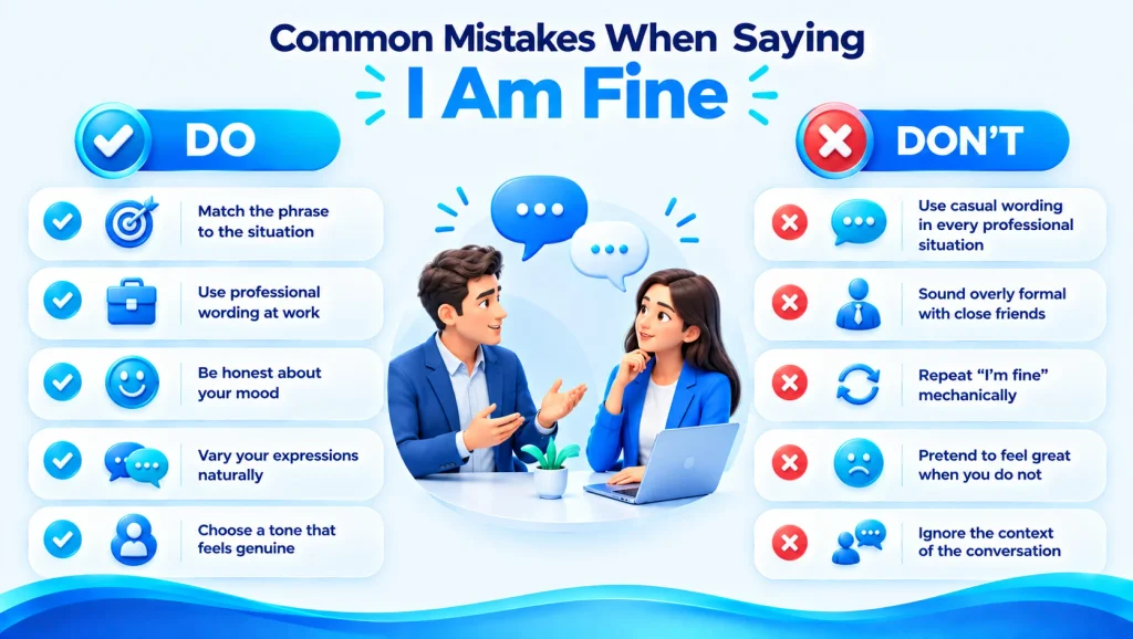 Common mistakes when saying I am fine and choosing alternative phrases