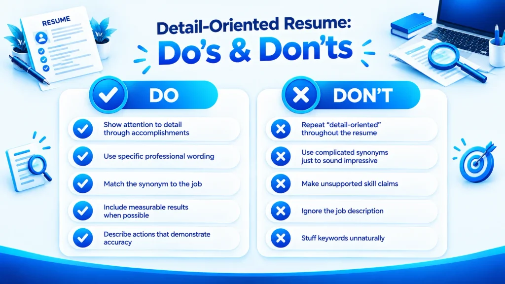 Do’s and don’ts for describing attention to detail on a resume