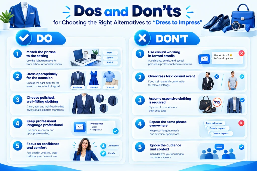 Dress to impress dos and don'ts for choosing the right clothing and phrase