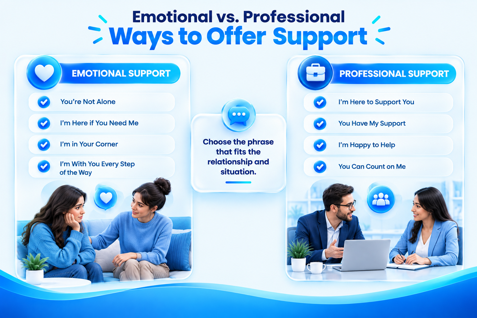 Emotional vs professional alternatives to I'm here for you