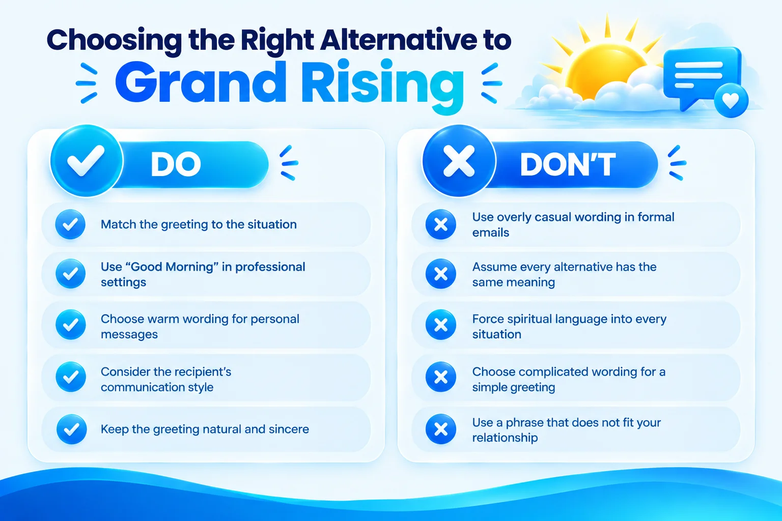 Do’s and don’ts for using alternatives to grand rising in different situations