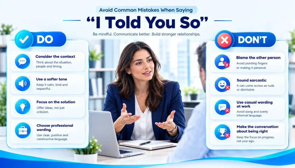 Do’s and don’ts for using alternatives to “I told you so” without sounding rude