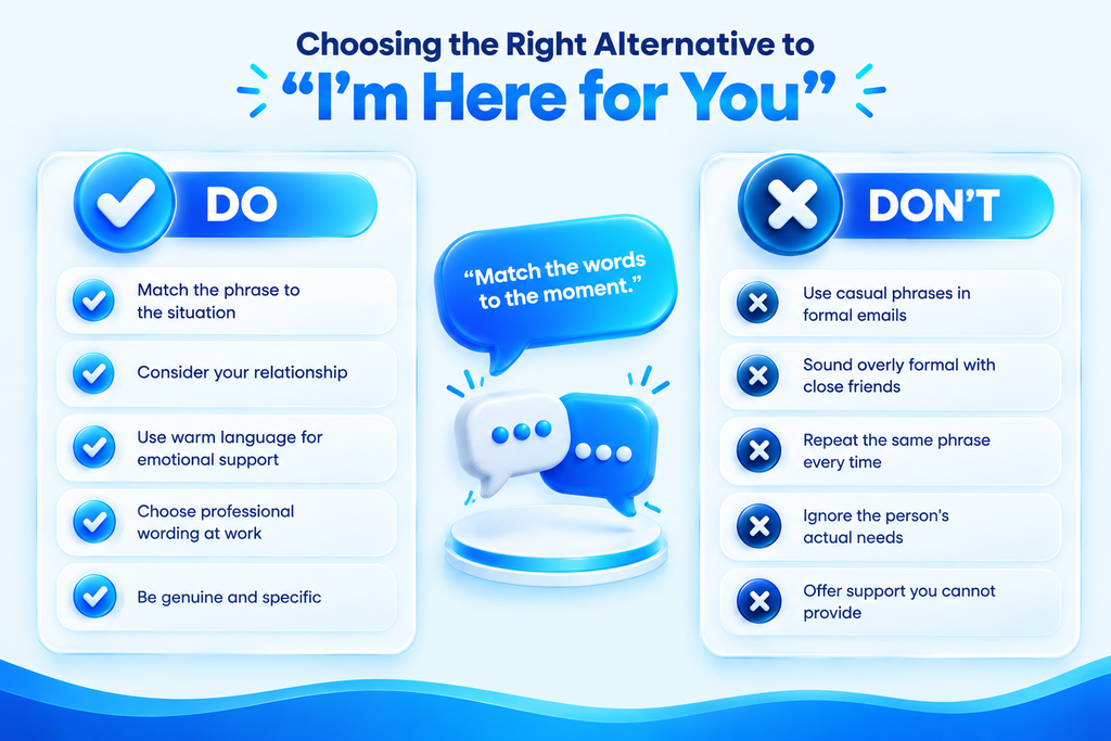 Do's and don'ts when choosing another way to say I'm here for you