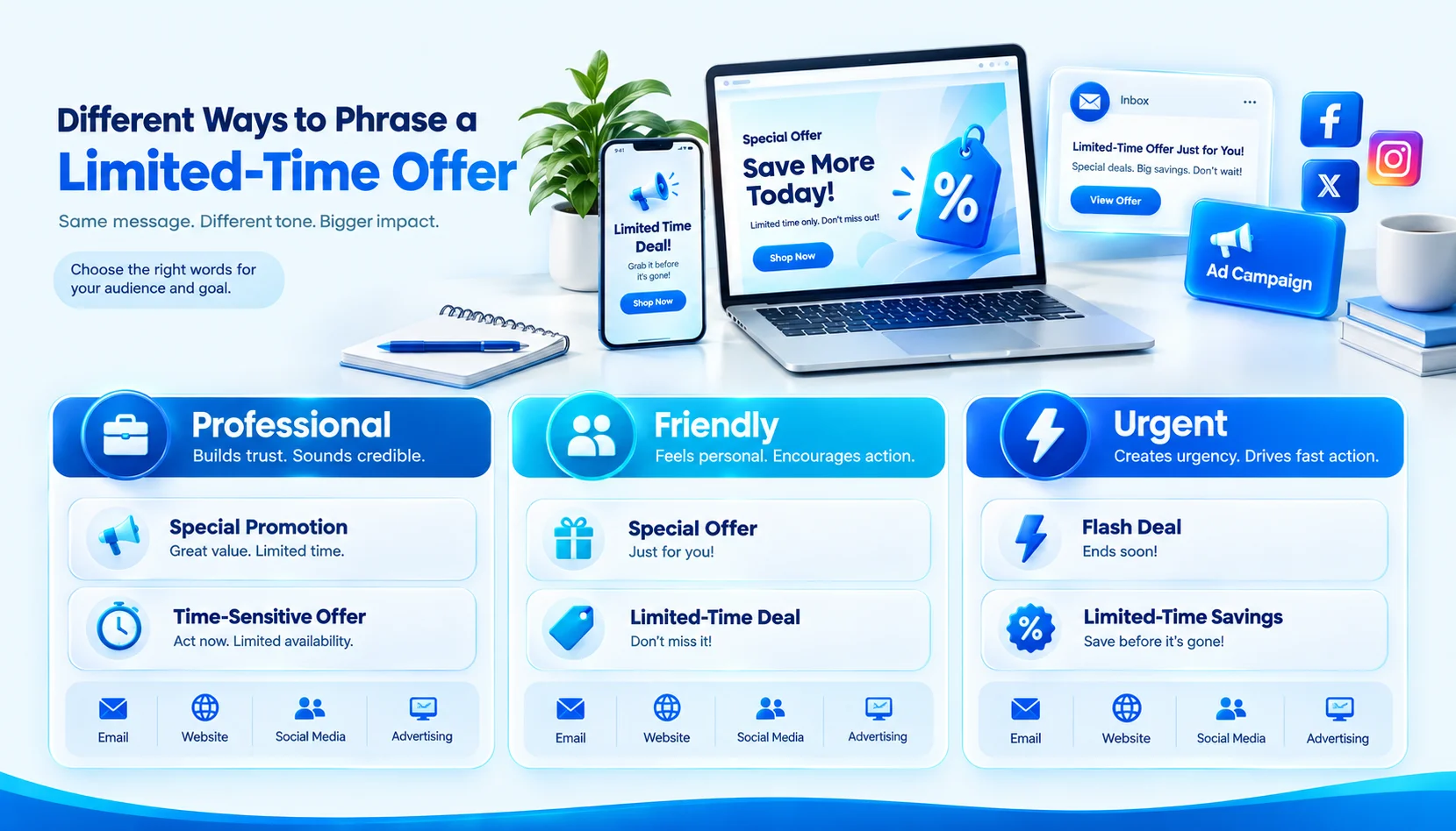 Professional, friendly, and urgent alternatives to limited-time offer