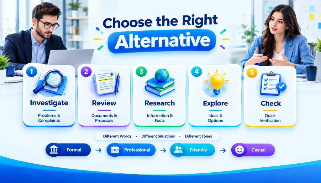 Comparison of look into alternatives by tone and writing situation