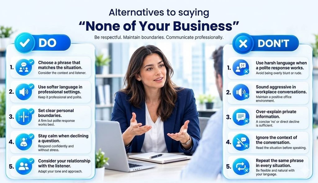 Do’s and don’ts when replacing “none of your business” in conversations