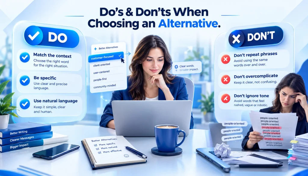 Do’s and don’ts for using alternatives to people-oriented in professional writing