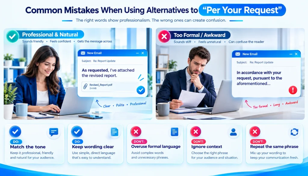 Per your request common mistakes in professional emails do and don't guide