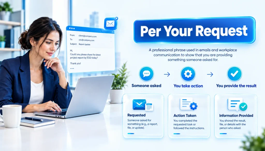 Per your request meaning and professional email usage infographic