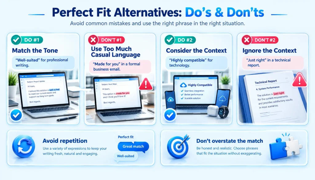 Common mistakes when using alternatives to perfect fit in professional and casual writing