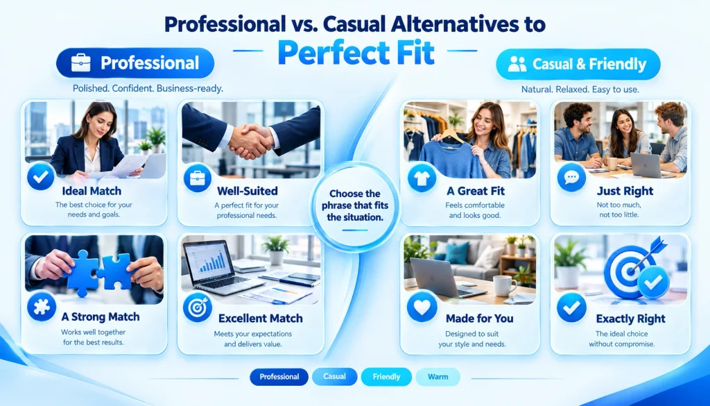 Professional and casual alternatives to perfect fit for different communication situations
