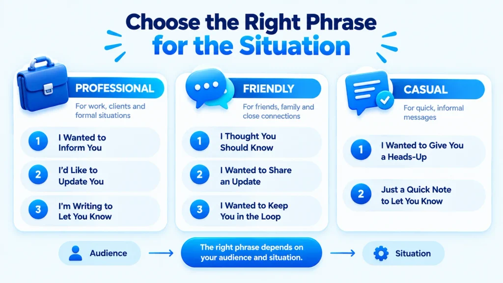 Professional and casual alternatives to I just wanted to let you know
